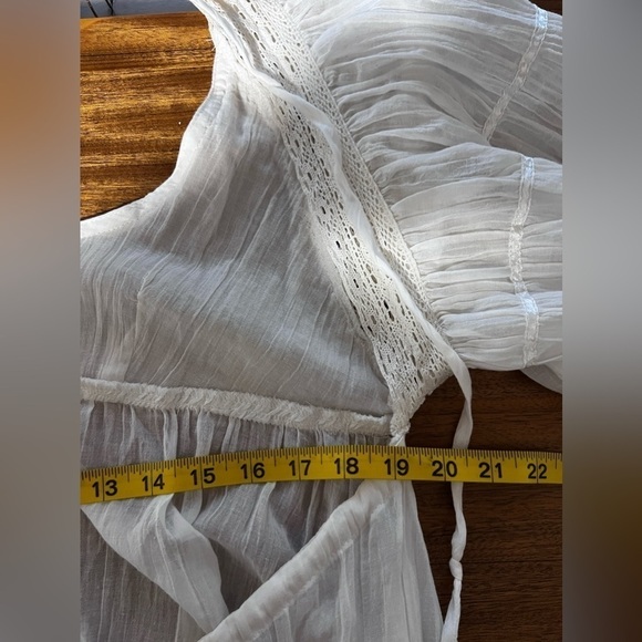 Free People Puff Sleeve Cute Button Front Tunic Mini Dress white Sz small - Picture 12 of 12